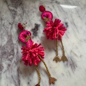 Baublebar Pink Beaded Flamingo Drop Earrings with Gold Accents